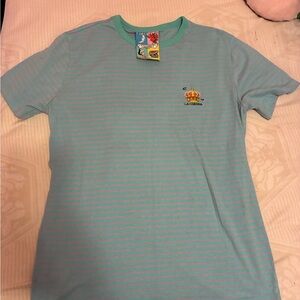 Forever 21 Mint Green and Light Pink Striped Short Sleeve Tee